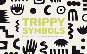 100个迷幻抽象手绘涂鸦埃及标记符号剪贴画拼贴无缝图案PNG免扣素材 TRIPPY SYMBOLS