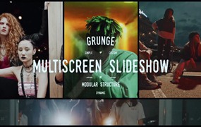 PR模板/预设：嘻哈蒙太奇风格街头手绘潦草笔触拼贴画分屏包装 Grunge Grid Multiscreen Slideshow | Premiere Pro