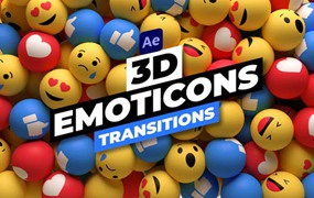 AE/PR模板：3D表情符号落下转场过渡模板3D Emoticons Transitions