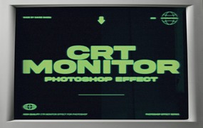 复古CRT显像管显示器位图像素游戏文本图形特效PSD样机 CRT MONITOR EFFECT