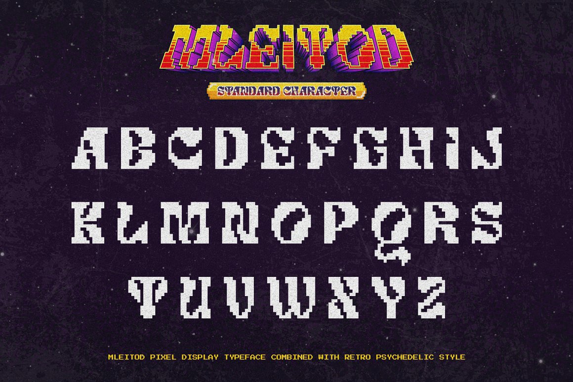 复古独特迷幻像素风游戏乐队标题logo设计英文字体安装包 Mleitod . 第10张