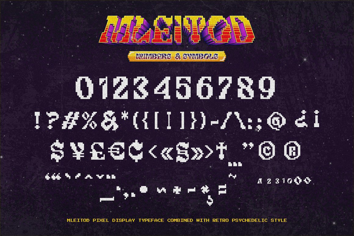 复古独特迷幻像素风游戏乐队标题logo设计英文字体安装包 Mleitod . 第9张