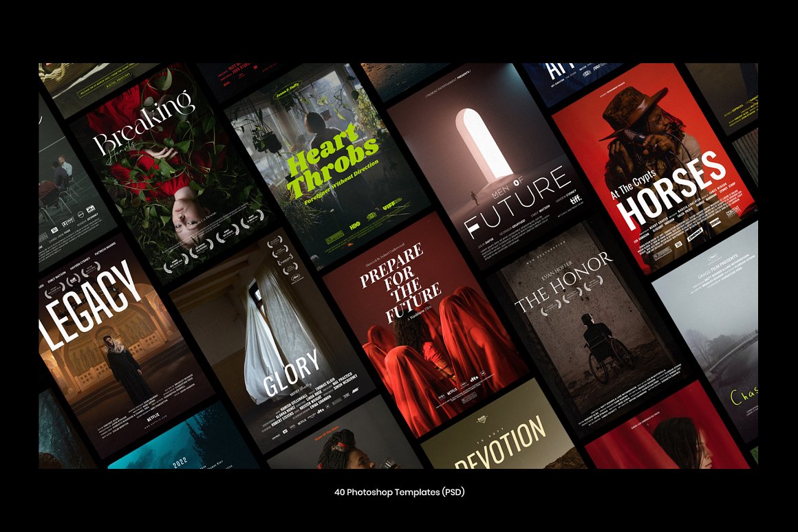 40个优雅电影美学史诗级封面演员表小红书竖屏海报标题PSD模板 Pixflow Movie Posters Vol.1 设计素材 第2张