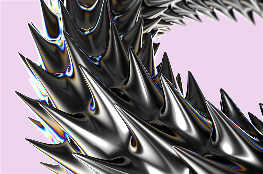 RuleByArt 酸性未来科幻立体三维3D金属有机尖齿异形酸性设计风格PNG设计素材 Ferrofluid Abstract Textures 图片素材 第4张