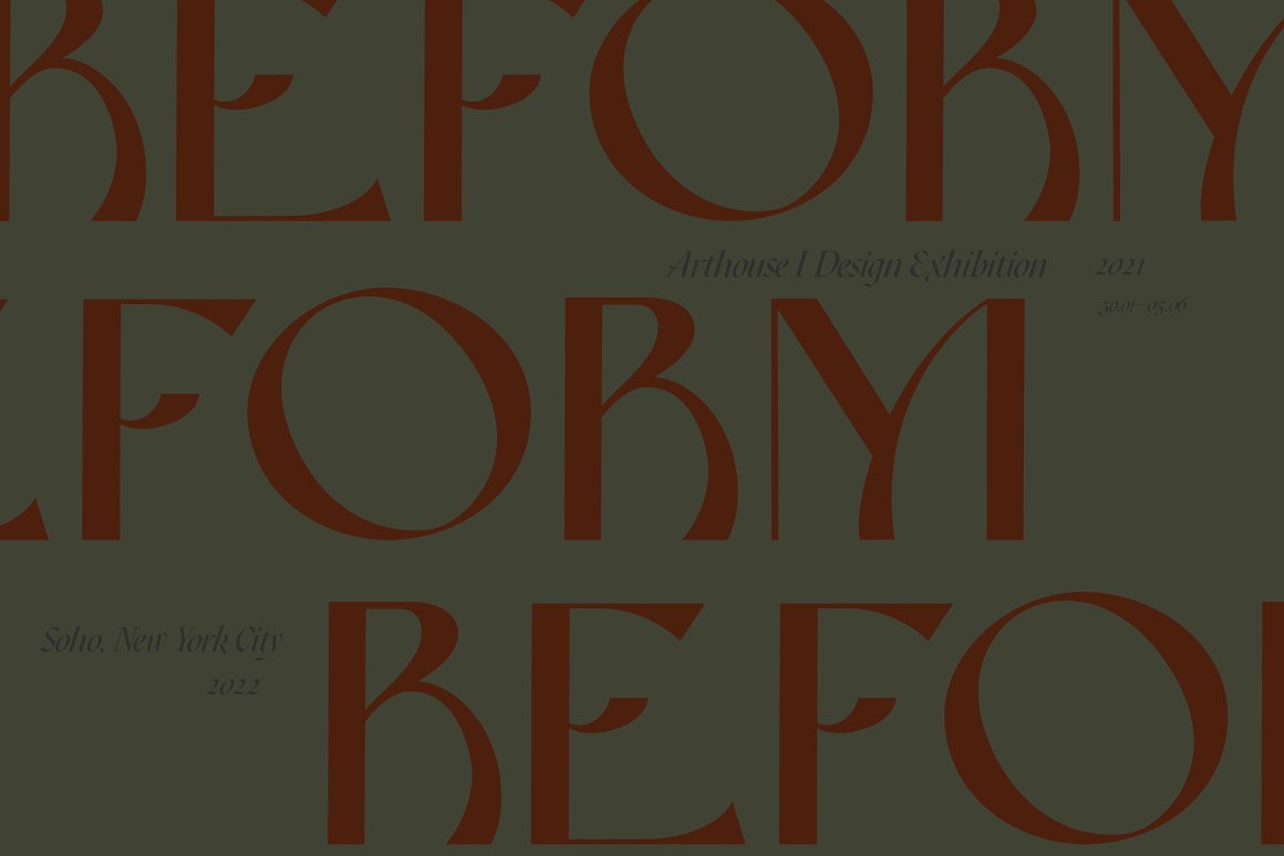 英文字体：超现实梦幻时尚逆反差品牌LOGO杂志标题设计英文字体 Reform Modern Display Font 设计素材 第8张