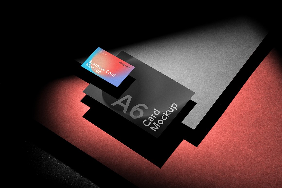 暗黑北欧质感品牌Vi设计商务名片卡片展示贴图PSD样机模板素材 Business Cards Mockups / SGNL Series . 第2张
