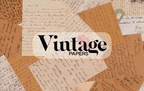 105个复古做旧泛黄英文草书手稿档案手写草稿信件牛皮纸肌理背景图素材 Vintage Paper – Overlays