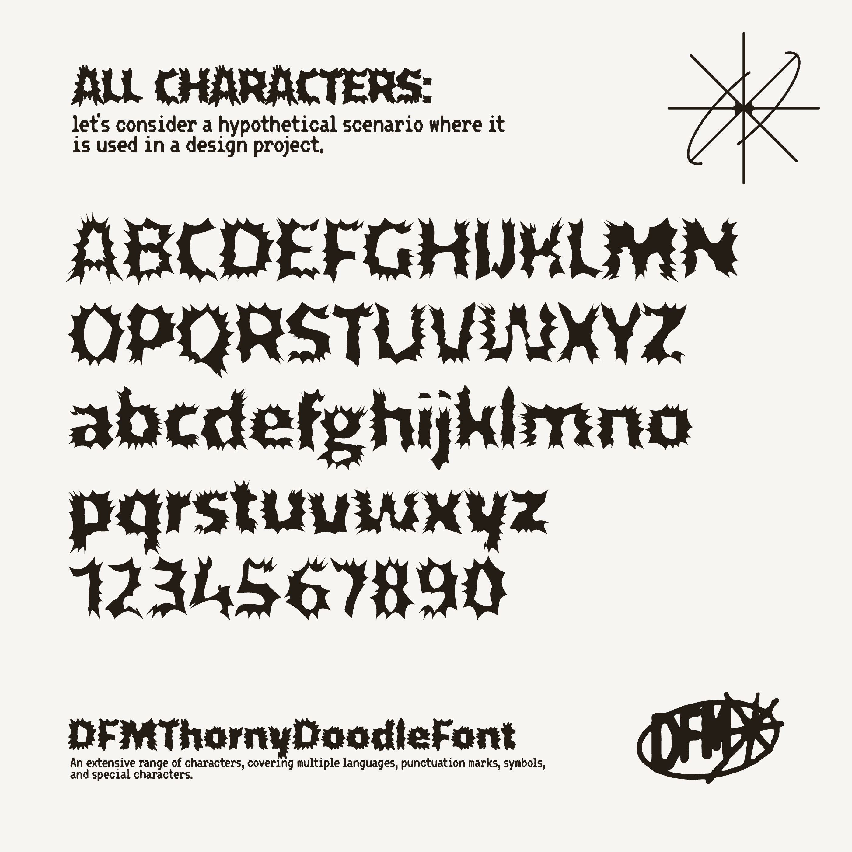DFM Thorny Doodle Y2K 锐利变形字体，免费商用字体 设计素材 第2张