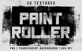 Miksks 30张油漆滚筒叠加纹理复古影印故障特效PNG图片素材 Paint Roller Textures