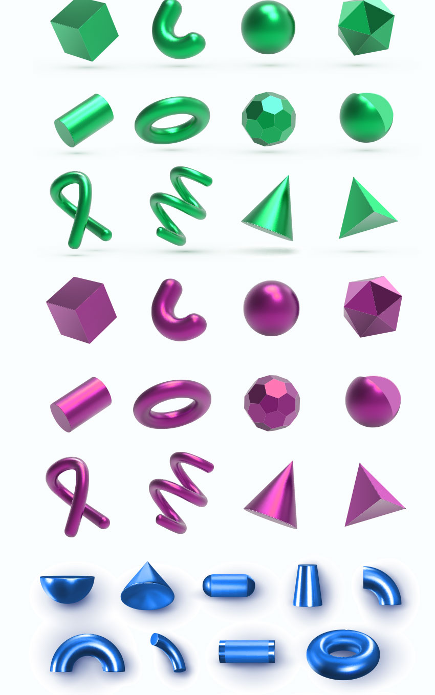 设计资源-170款最新抽象几何3D立体图标AI矢量素材 图片素材 第5张