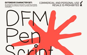 DFM Pen Script Font手绘线性涂鸦字体，免费商用字体