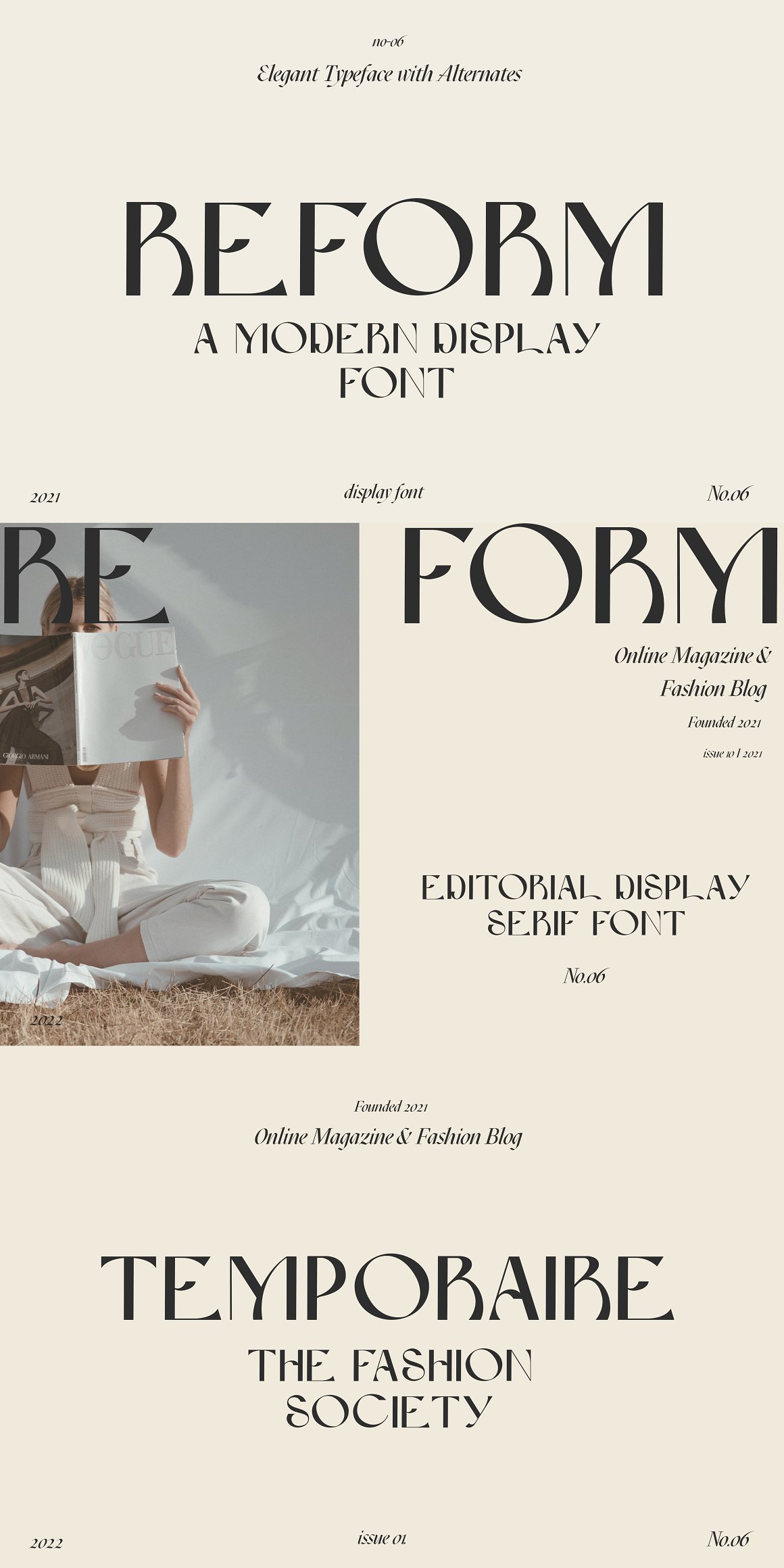 英文字体：超现实梦幻时尚逆反差品牌LOGO杂志标题设计英文字体 Reform Modern Display Font 设计素材 第10张