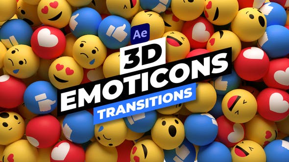 AE/PR模板：3D表情符号落下转场过渡模板3D Emoticons Transitions . 第1张