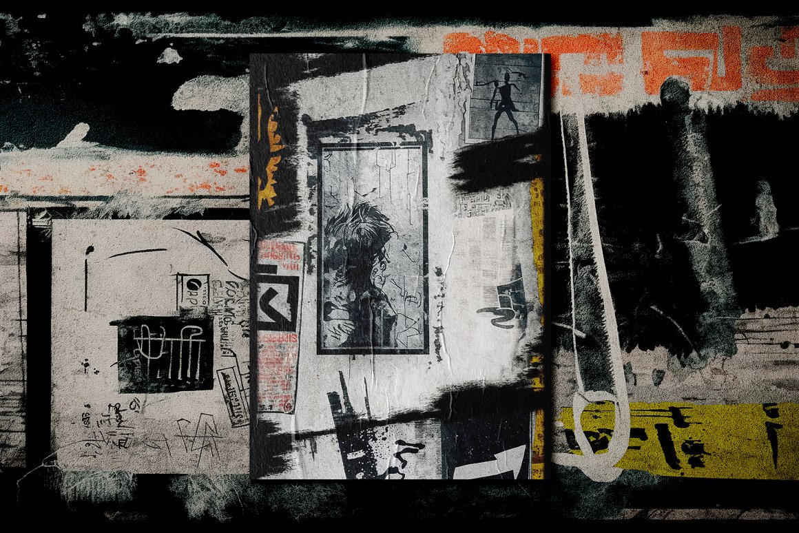 复古做旧涂鸦艺术抽象木炭笔墙面垃圾摇滚前卫背景肌理设计套装 Anti Backgrounds Vol. 2 . 第4张