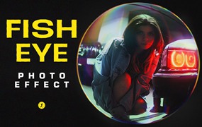 嘻哈新潮鱼眼镜头特效照片处理特效PS样机模版素材 Fisheye Lens Photo Effect