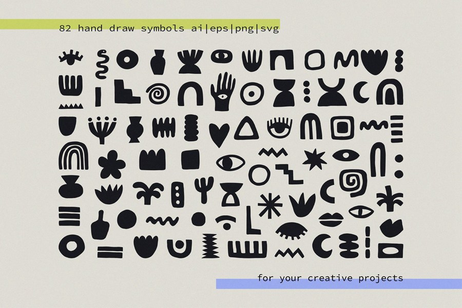 100+手绘涂鸦埃及符号图案背景AI PNG格式 图片素材 第2张