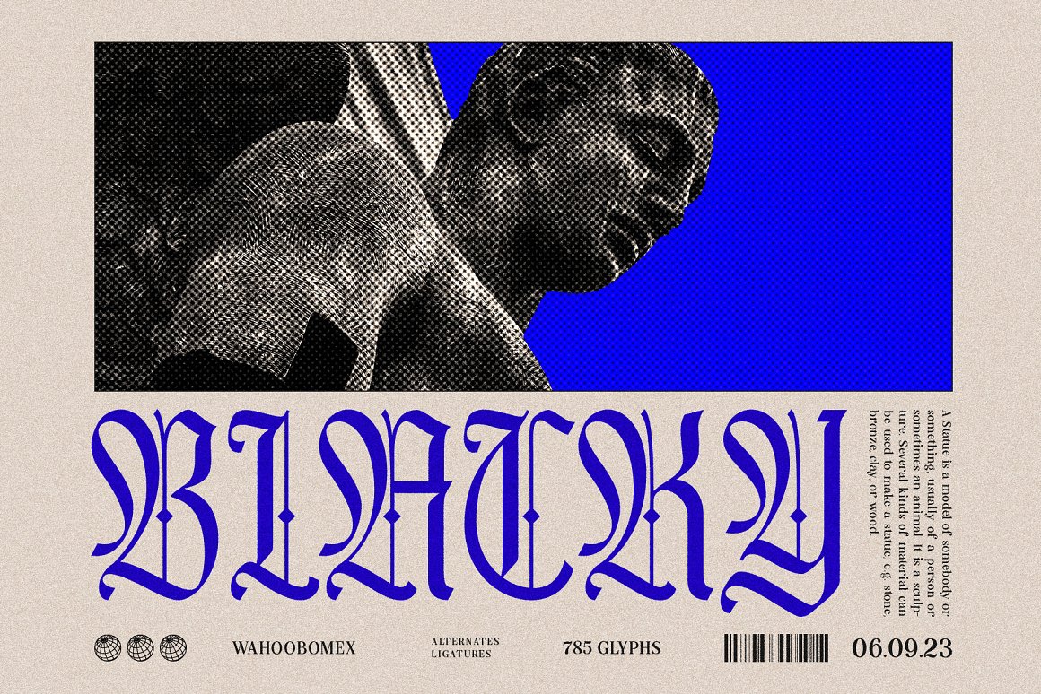新潮酸性中世纪哥特式海报杂志排版电音专辑封面标题设计英文字体 Wahoobomex Dynamic Blackletter . 第18张
