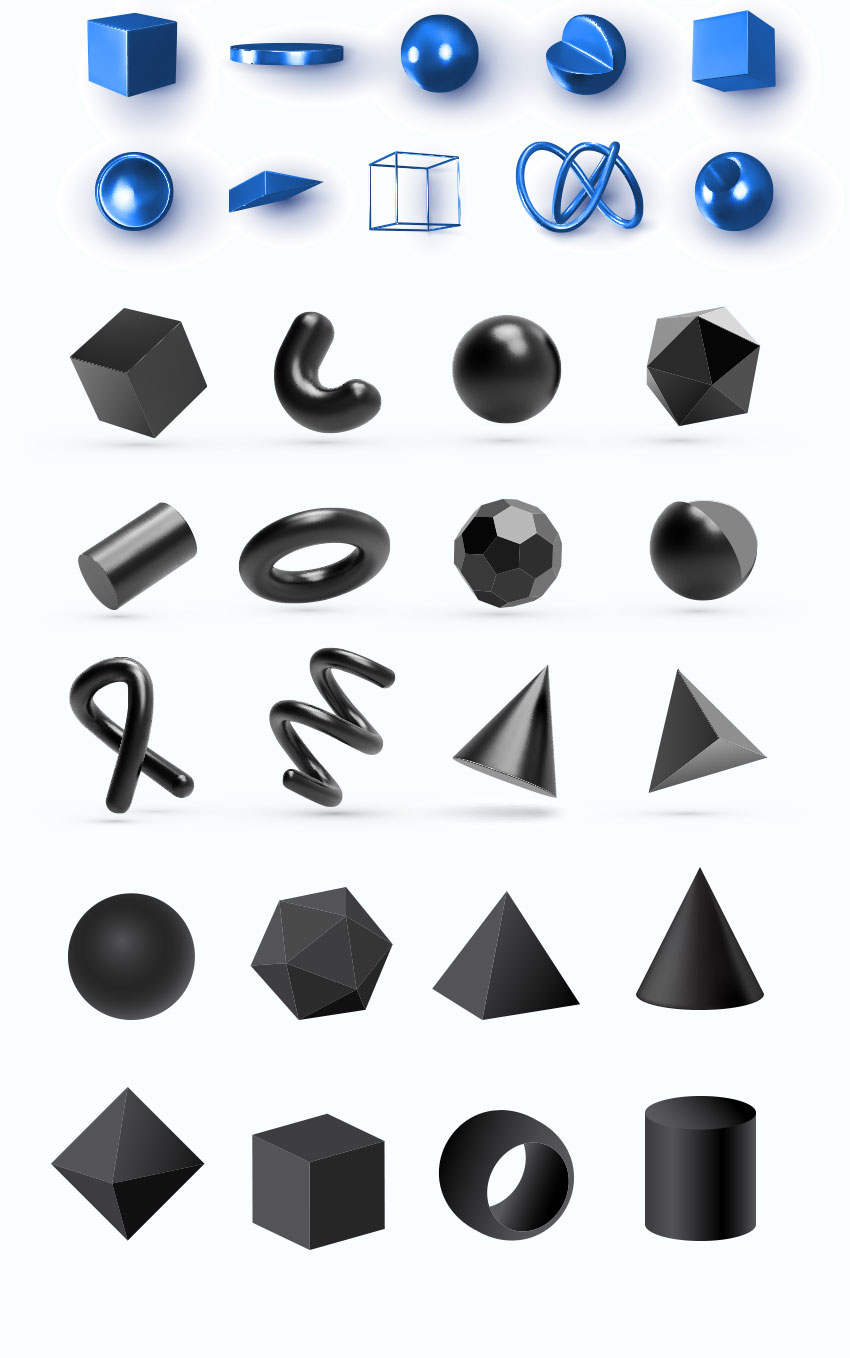 设计资源-170款最新抽象几何3D立体图标AI矢量素材 图片素材 第6张