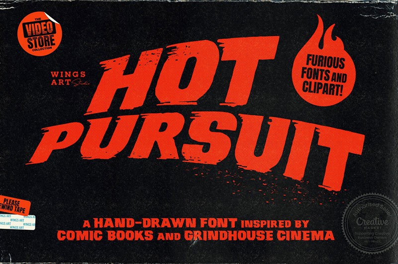 Hot Pursuit 复古漫画英文字体 设计素材 第1张