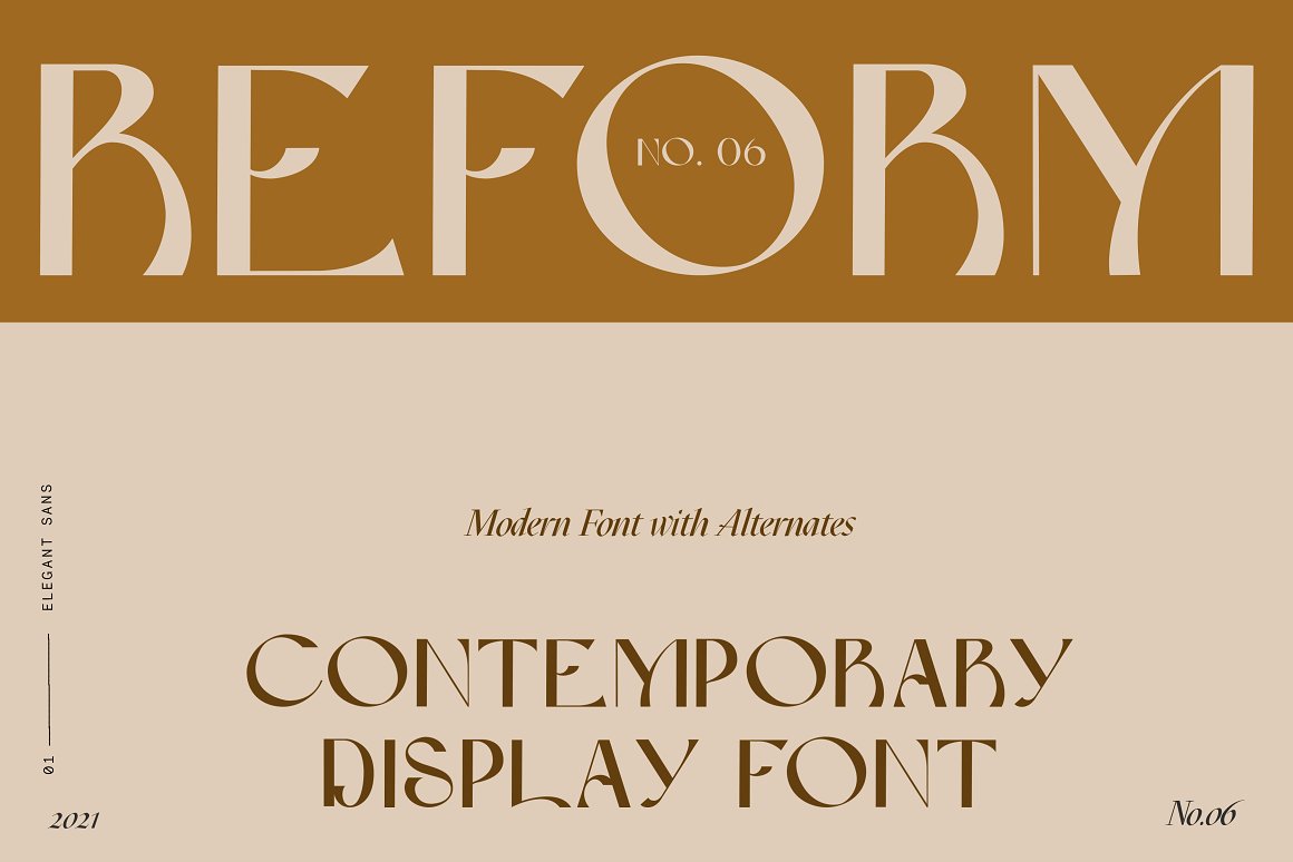 英文字体：超现实梦幻时尚逆反差品牌LOGO杂志标题设计英文字体 Reform Modern Display Font 设计素材 第12张