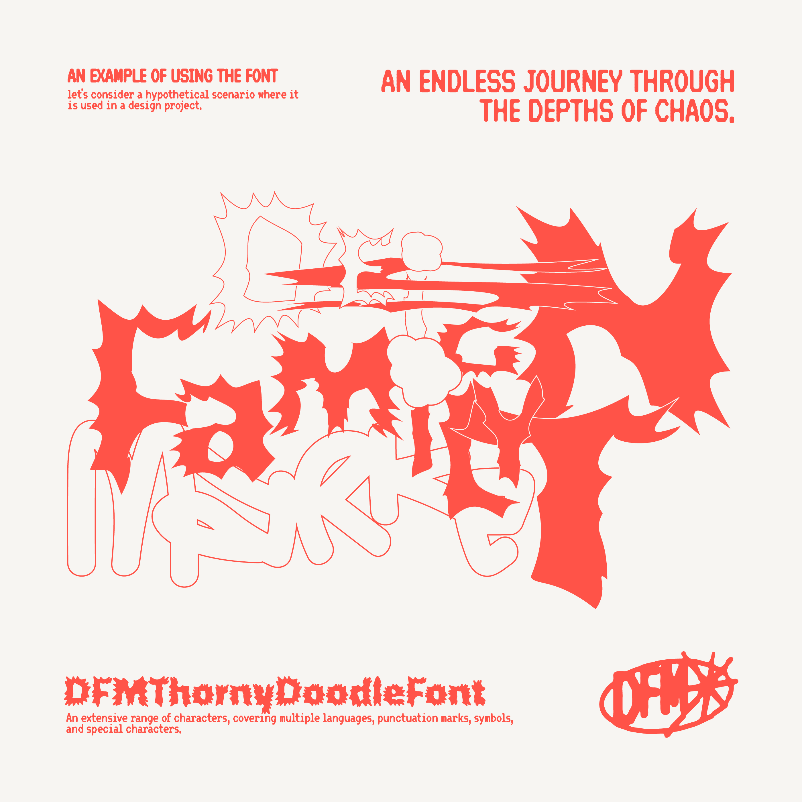 DFM Thorny Doodle Y2K 锐利变形字体，免费商用字体 设计素材 第1张