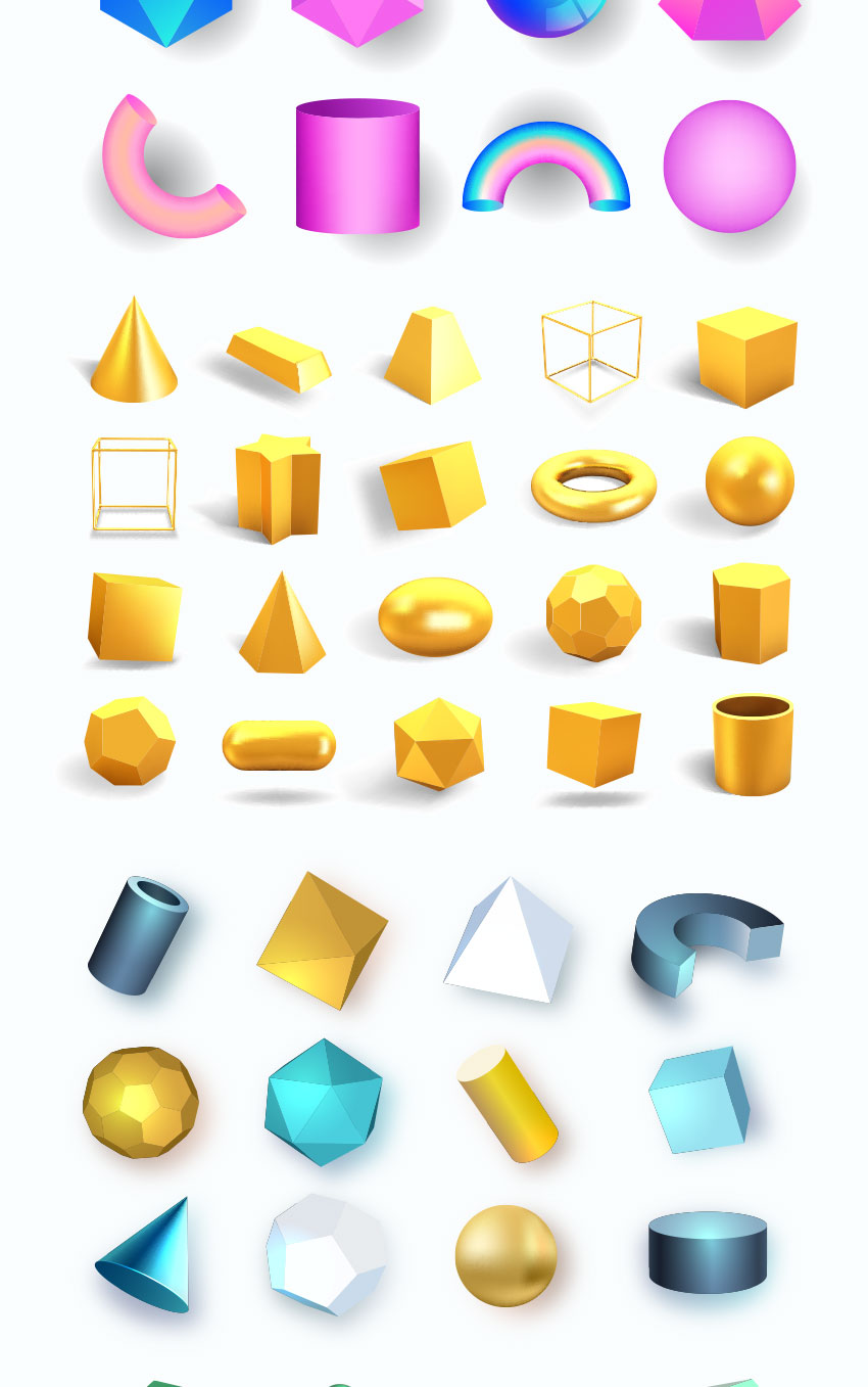 设计资源-170款最新抽象几何3D立体图标AI矢量素材 图片素材 第4张