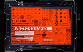 145款科幻机能赛博朋克潮流科技文创潮牌抽象几何图形设计素材 Vector Shapes Vol. 01