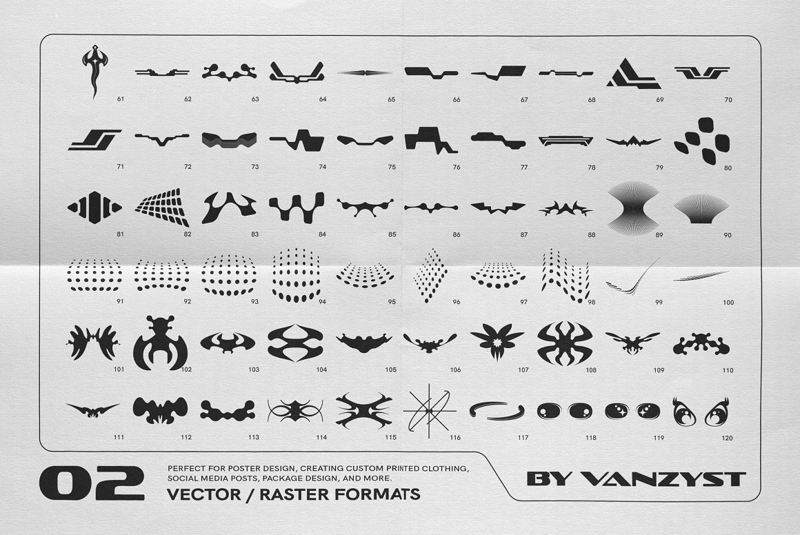 千禧Y2K复古半调像素位图趣味卡通抽象几何插画头像图标logo徽标AI矢量设计套装 Y2K 327 Characters Halftones Shapes by Vanzyst . 第6张