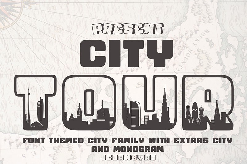 City Tour创意图形英文字体 设计素材 第1张