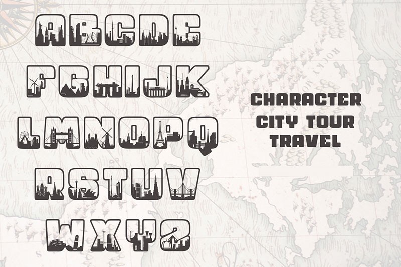City Tour创意图形英文字体 设计素材 第4张