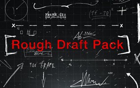180个独特创意犯罪侦探节目手绘线条几何符号标记公式元素AE模板包 RoughDraftPack