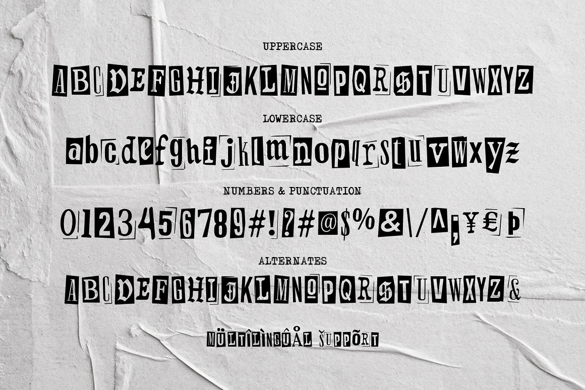 Retroma Vibes 复古做旧老派混乱拼贴风格手工剪纸杂志字体包 Mixed Font 设计素材 第7张