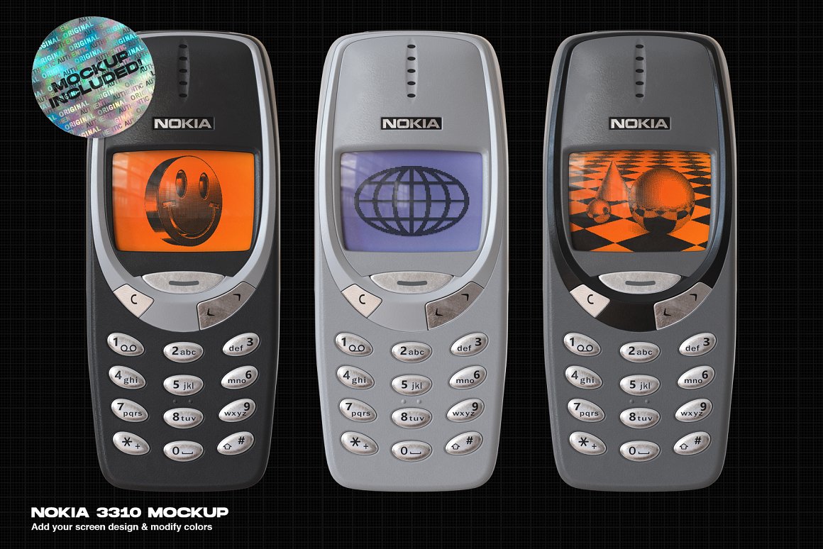 千禧年复古做旧诺基亚做旧半色调像素化屏幕显示+诺基亚PSD模型 Retro Phone Screen Effect 样机素材 第6张