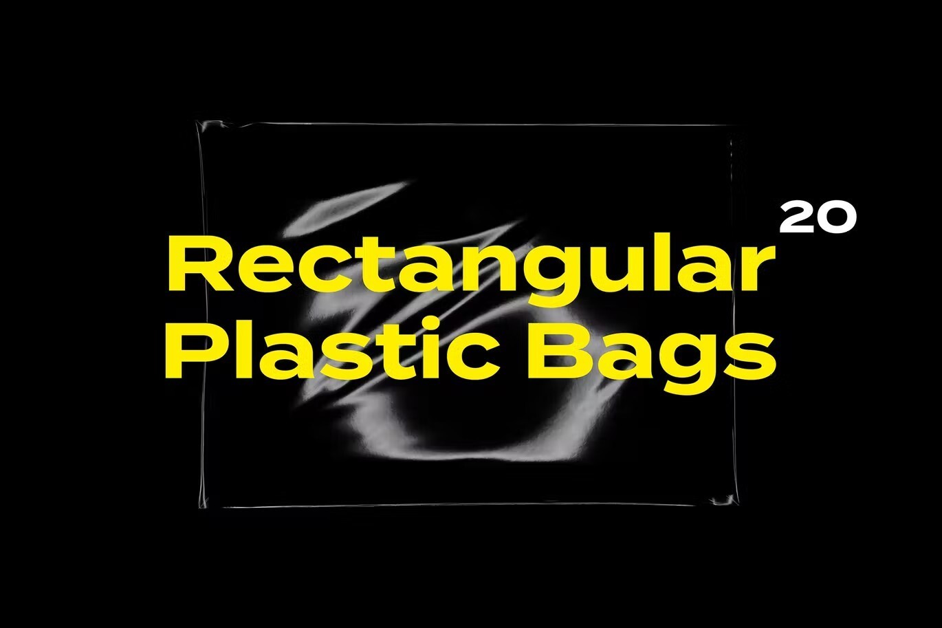 20种高质量矩形透明塑料纹理袋PSD样机模板 Rectangular Plastic Bags 样机素材 第1张