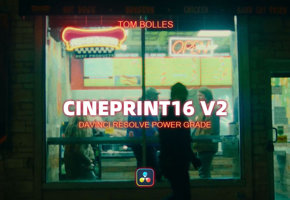 Tom Bolles 复古电影胶片光晕纹理灰尘质感调色节点预设 Cineprint16 Powergrade V2 插件预设 第1张