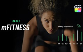 FCPX插件：106个活力动感体育健身训练图形数据标题动画插件 mFitness