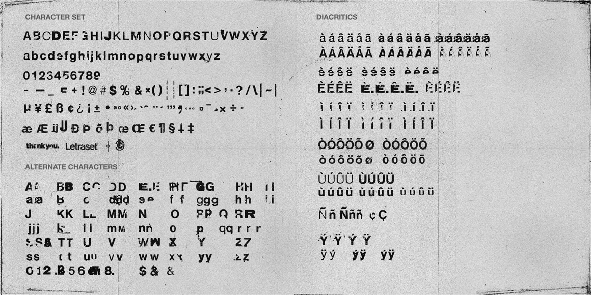 90年代复古做旧墨迹破损砂砾排版贴花转印英文字体下载 Swiss Grit Display Font . 第6张