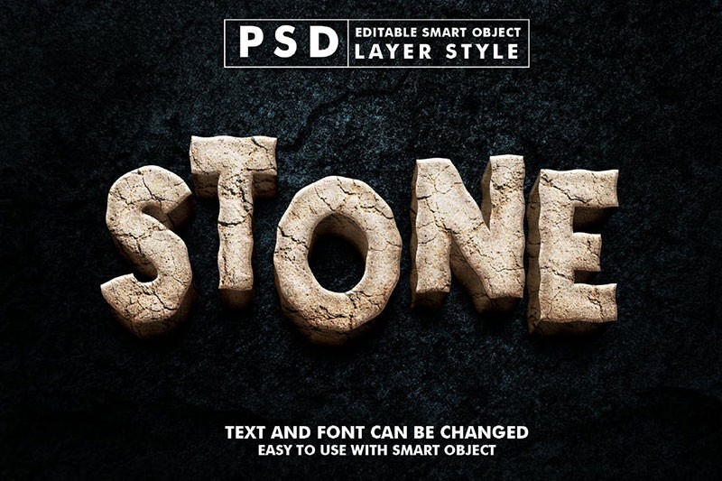 3D岩石文字特效PS图层样式 插件预设 第1张
