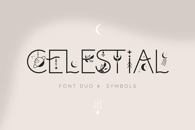 Celestial天体装饰英文字体 设计素材 第1张