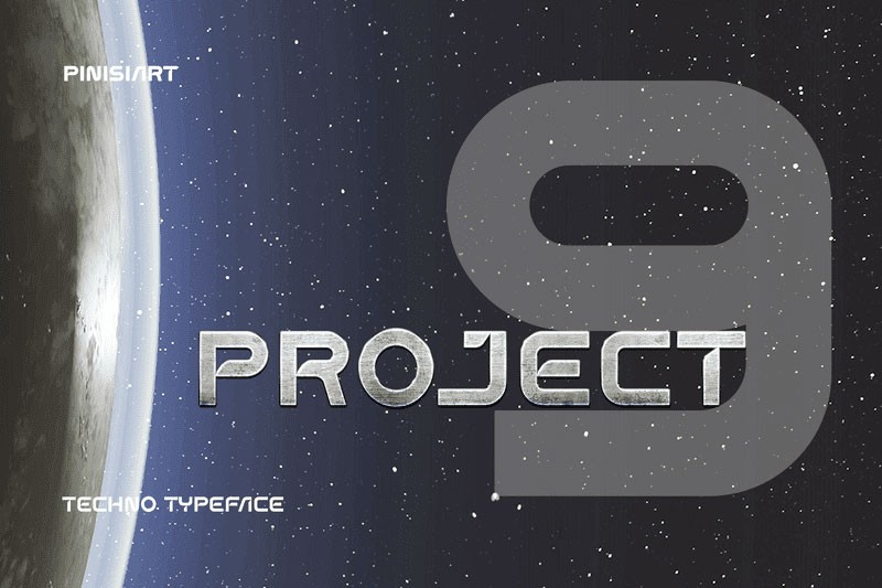Project 9 未来科技感英文字体 设计素材 第1张