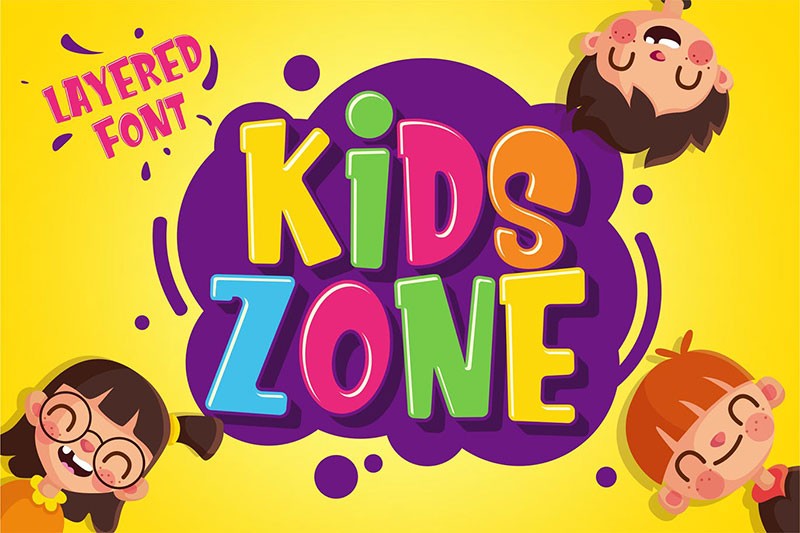 Kids Zone卡通英文字体 设计素材 第1张