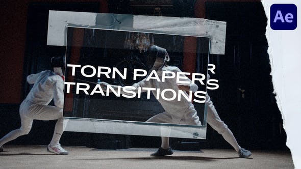 AE模板：独特新潮复古撕纸拼贴画过渡转场+音效素材 torn-paper-transitions-for-ae 影视音频 第1张