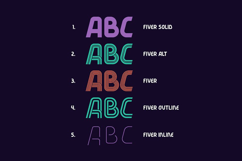 Fiver现代装饰英文字体 设计素材 第2张
