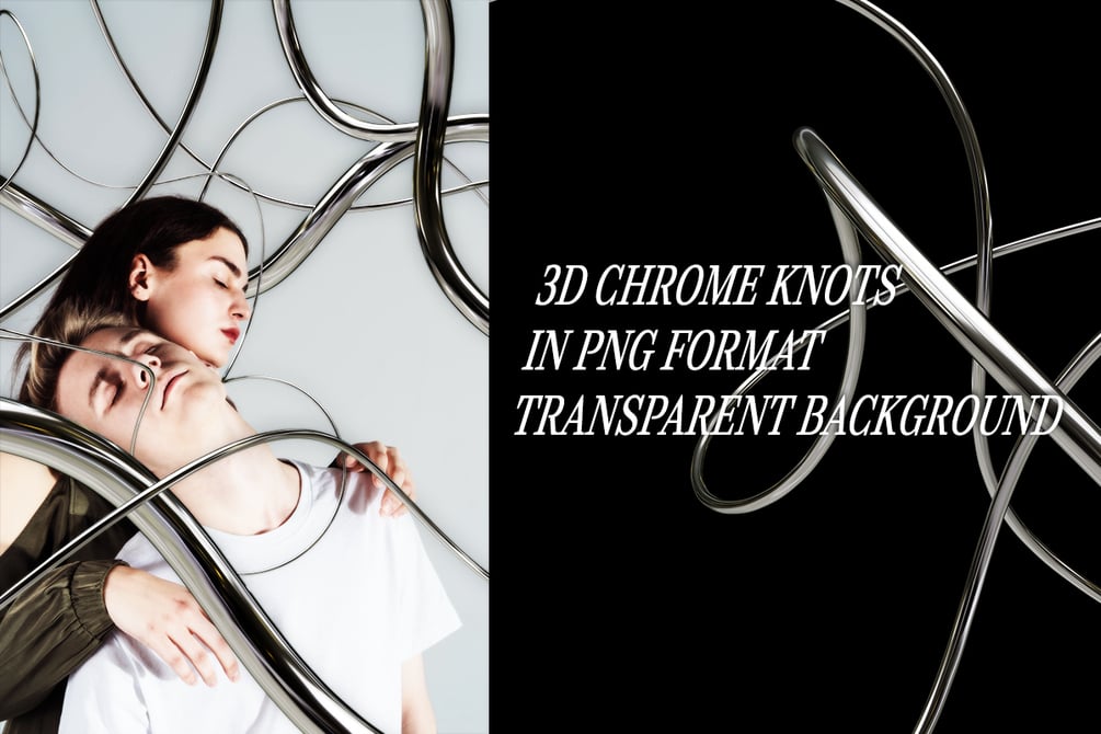 50种精美优雅酸性镀铬缠绕艺术创意形状PNG免扣素材 Chrome Knots - 3D PNG Shapes 图片素材 第3张