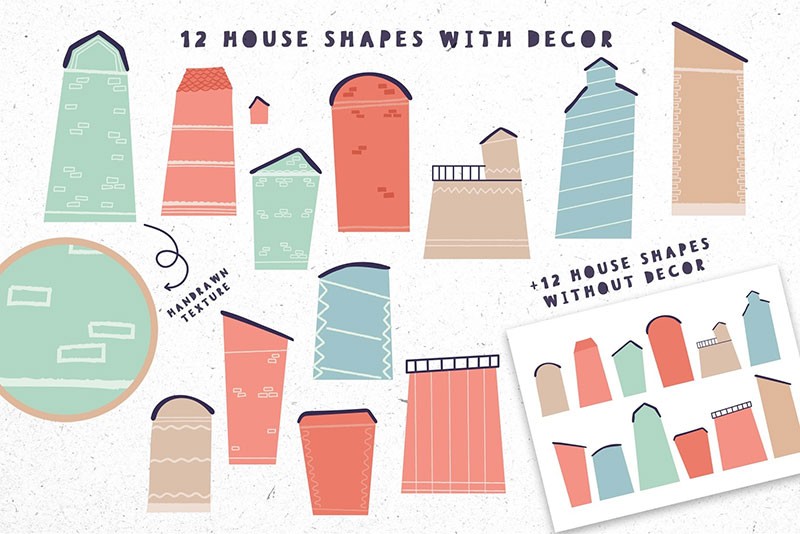 130+卡通房子主题拼接图案矢量设计素材 图片素材 第8张