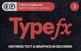 潮流废土风毛边破损一键印刷效果Logo标题效果样机设计套件 TYPE FX BY EFCO STUDIO