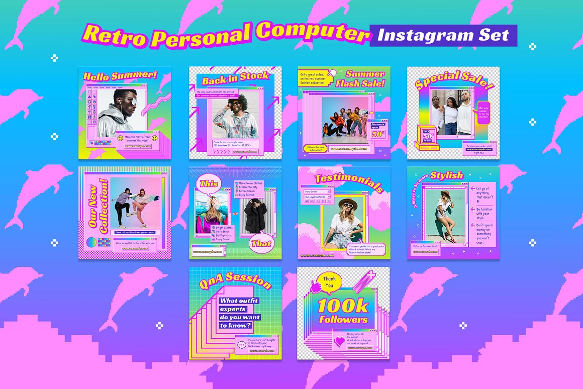 Aiyari Graphic 10个复古WIN95个人电脑INS风竖屏对话框弹窗PSD模板包 Retro Personal Computer Instagram 样机素材 第2张