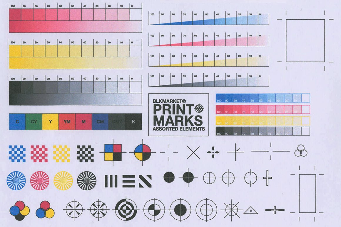 Blkmarket 81款极简印刷商标注册色标规范图标AI矢量设计素材 Print Marks – 80+ Assets 图片素材 第1张