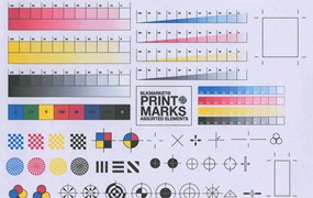 Blkmarket 81款极简印刷商标注册色标规范图标AI矢量设计素材 Print Marks – 80+ Assets