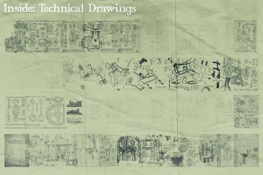 1350+个中世纪复古半色调雕像人物撕纸拼贴插图PNG纹理背景包 图片素材 第5张